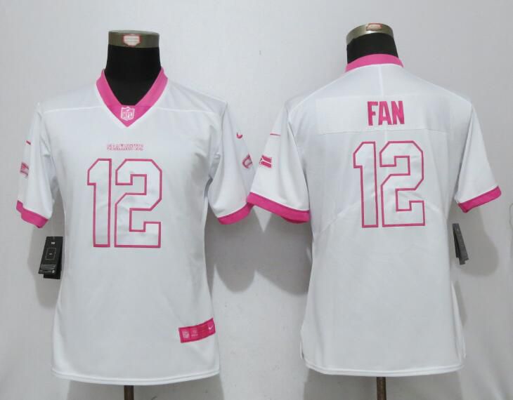 Women 2017 Seattle Seahawks #12 Fan Matthews White Pink Stitched New Nike Elite Rush Fashion NFL Jersey